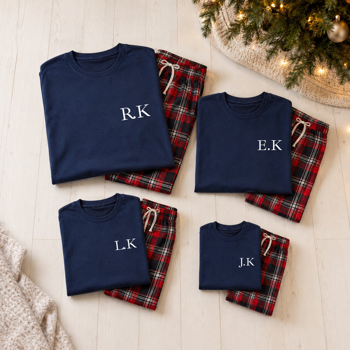 Personalised Family Initials Matching Tartan Christmas Pyjamas
