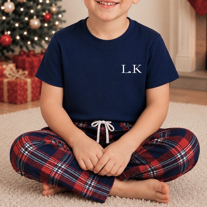 Personalised Family Initials Matching Tartan Christmas Pyjamas