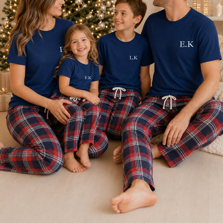 Personalised Family Initials Matching Tartan Christmas Pyjamas