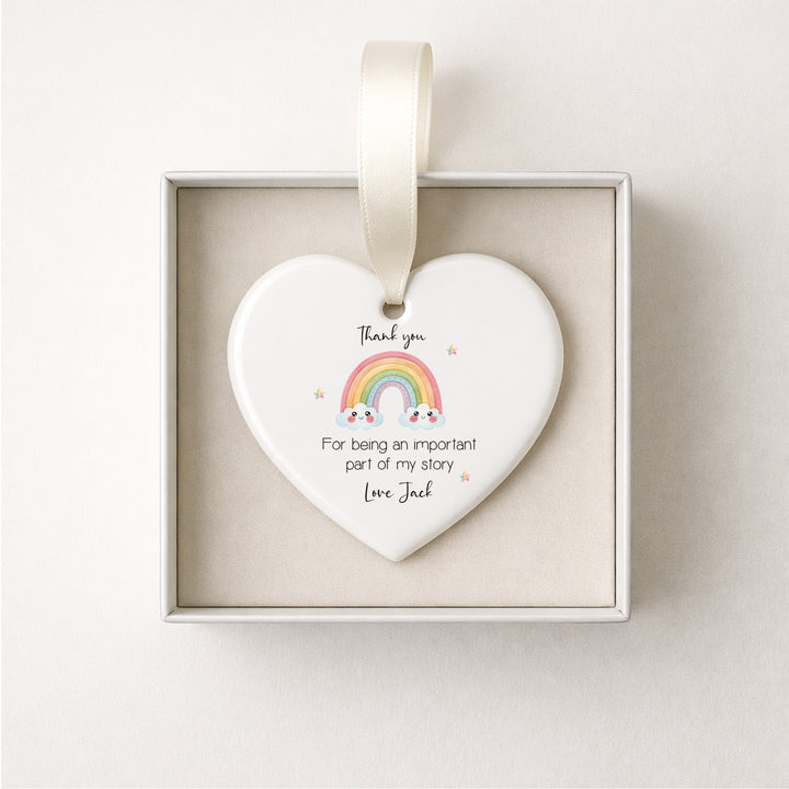 Personalised Rainbow Thank You Heart Ornament Teacher Gift