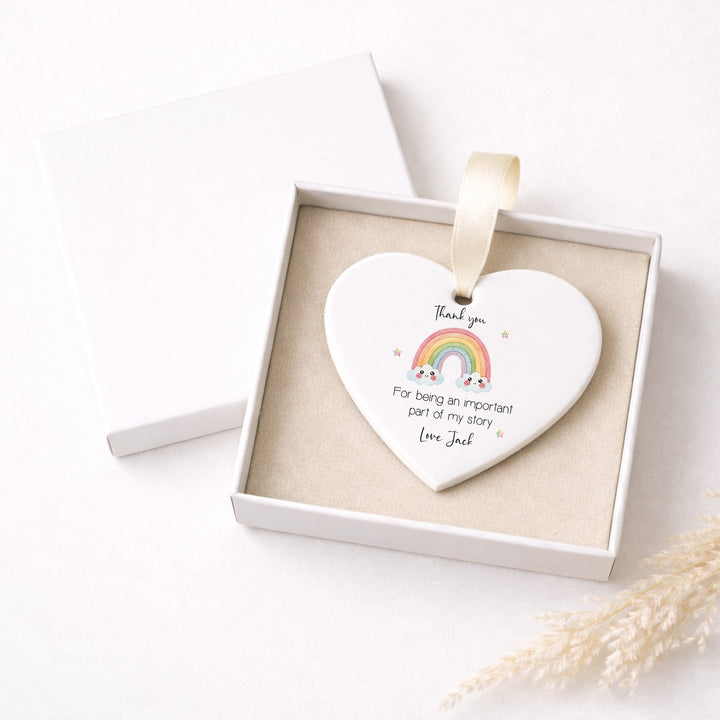 Personalised Rainbow Thank You Heart Ornament Teacher Gift