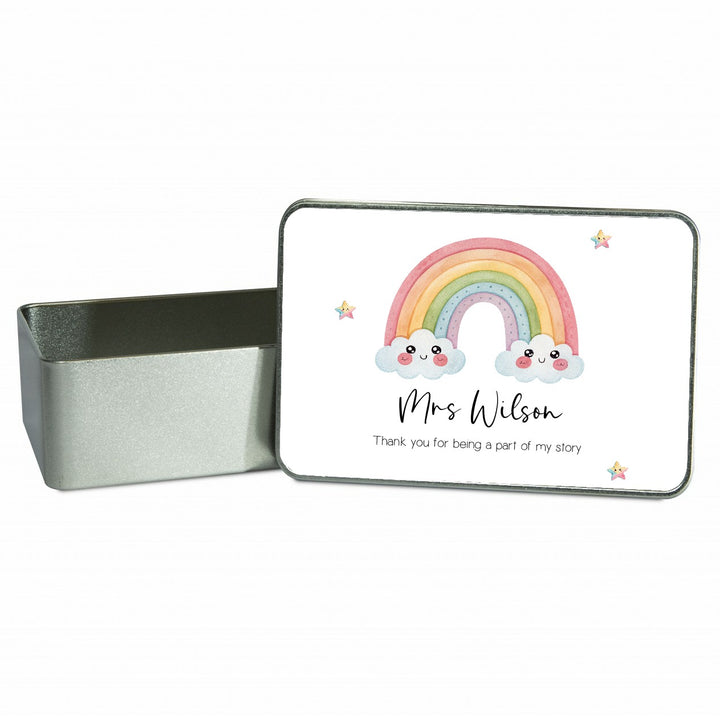 Personalised Rainbow Thank You Teacher Gift Tin