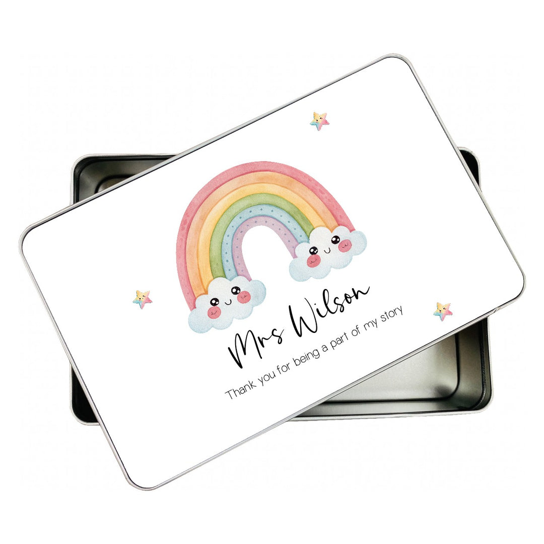 Personalised Rainbow Thank You Teacher Gift Tin