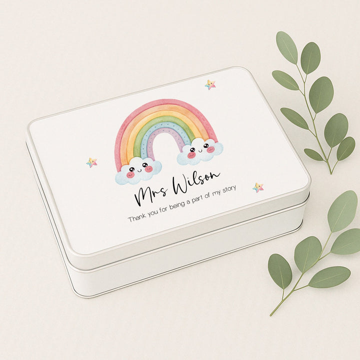 Personalised Rainbow Thank You Teacher Gift Tin