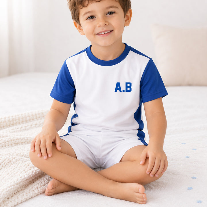Personalised Inital Kids Blue Football Kit