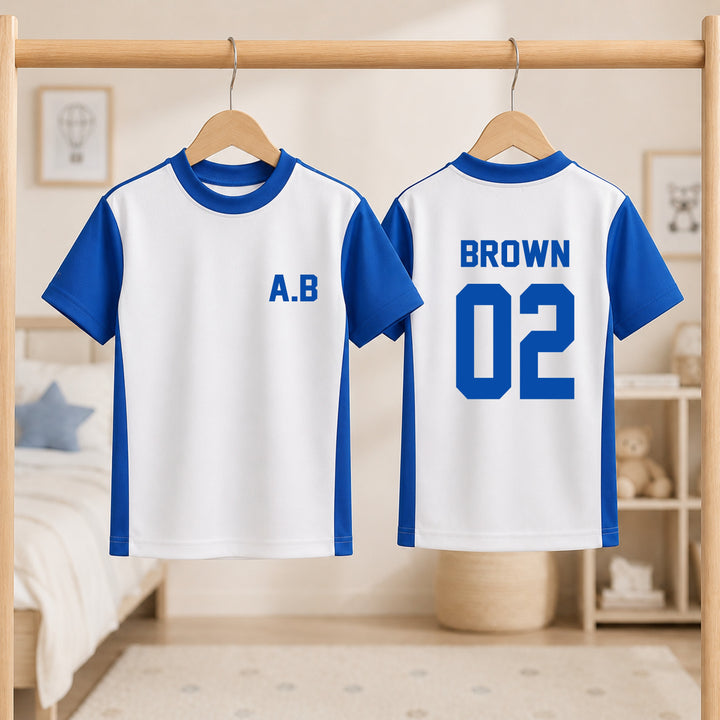 Personalised Inital Kids Blue Football Kit