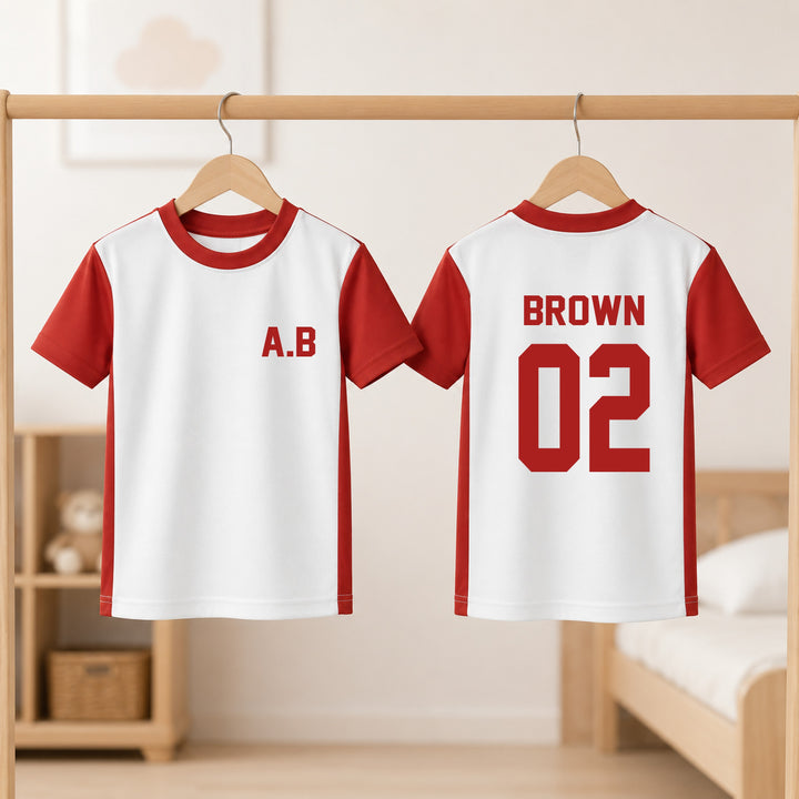 Personalised Inital Kids Red Football Kit