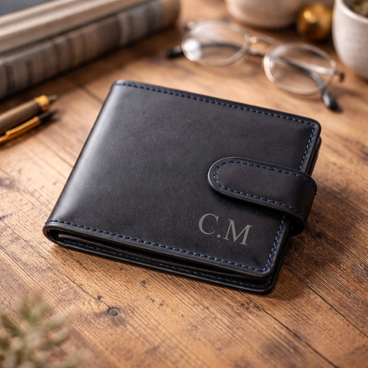 Personalised Engraved Initials Leather Wallet