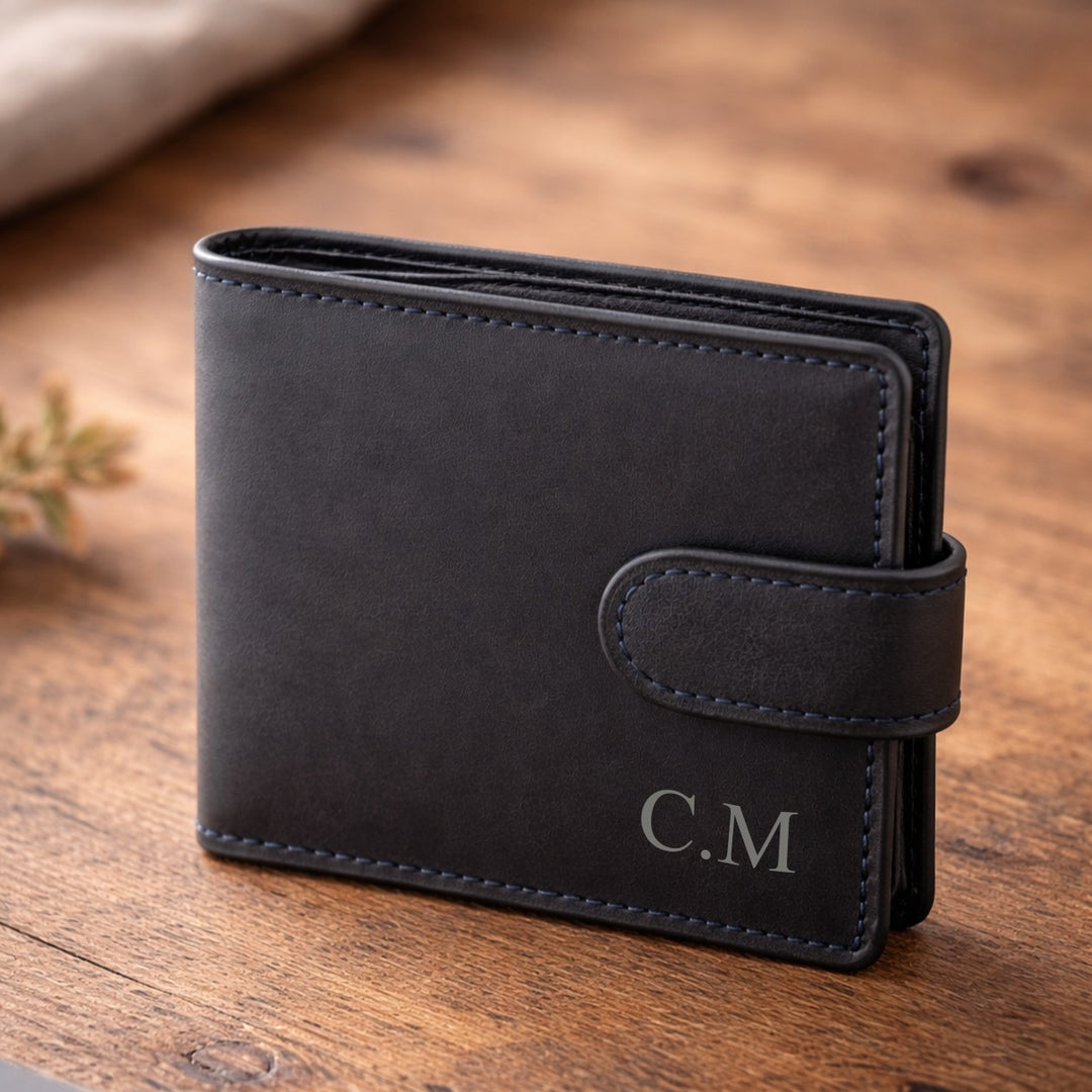 Personalised Engraved Initials Leather Wallet
