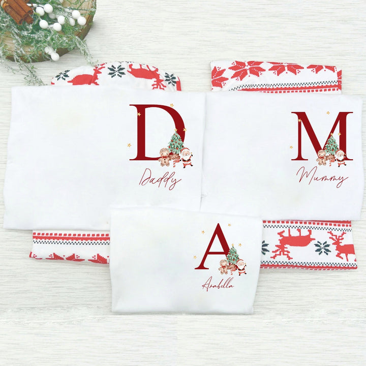 Personalised Santa Initial Family Matching Reindeer Christmas Pyjamas