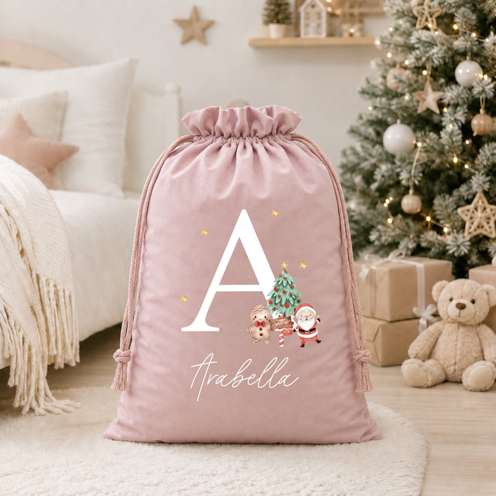 Personalised Stocking or Santa Sack White Initial