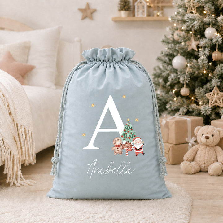 Personalised Stocking or Santa Sack White Initial