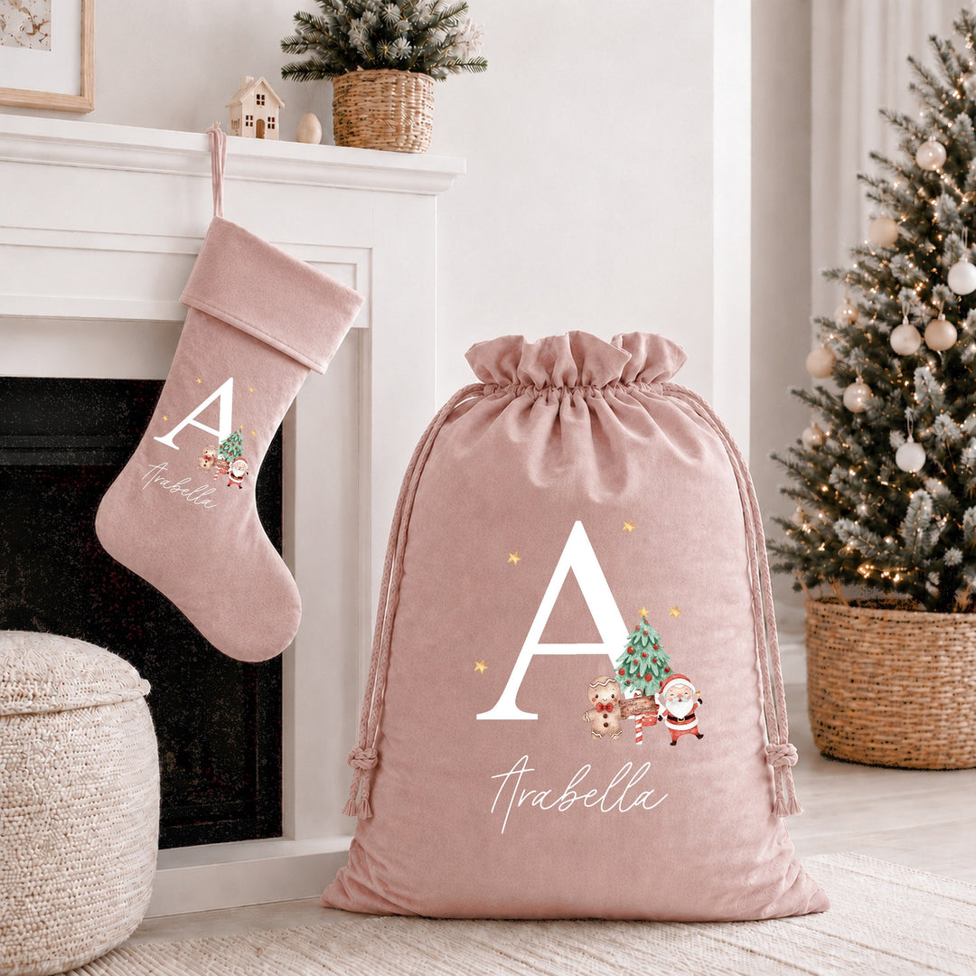 Personalised Stocking or Santa Sack White Initial