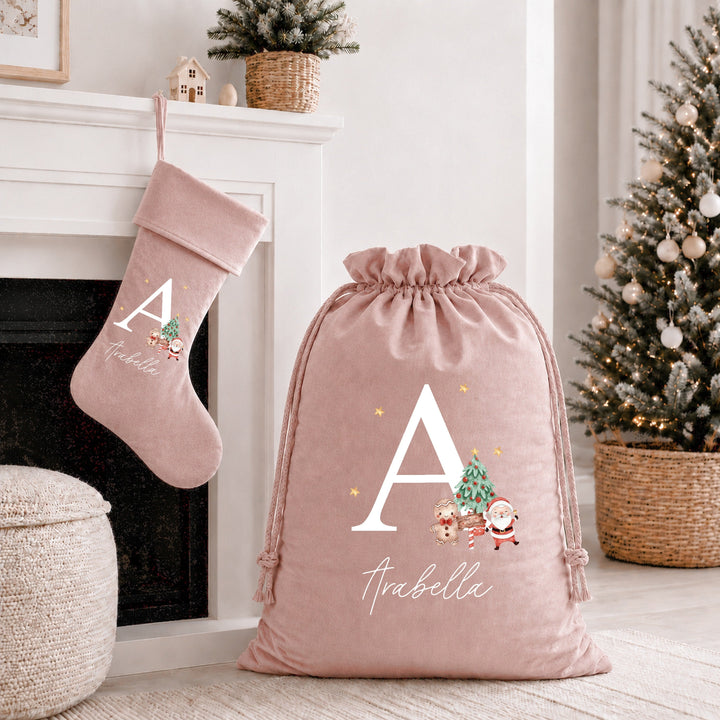 Personalised Stocking or Santa Sack White Initial