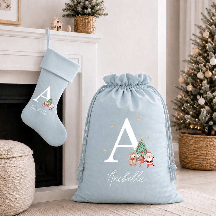Personalised Stocking or Santa Sack White Initial