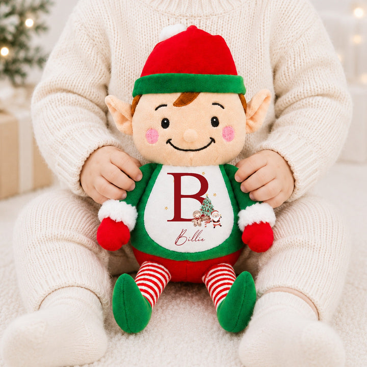 Personalised Red Santa Initial Christmas Soft Toy