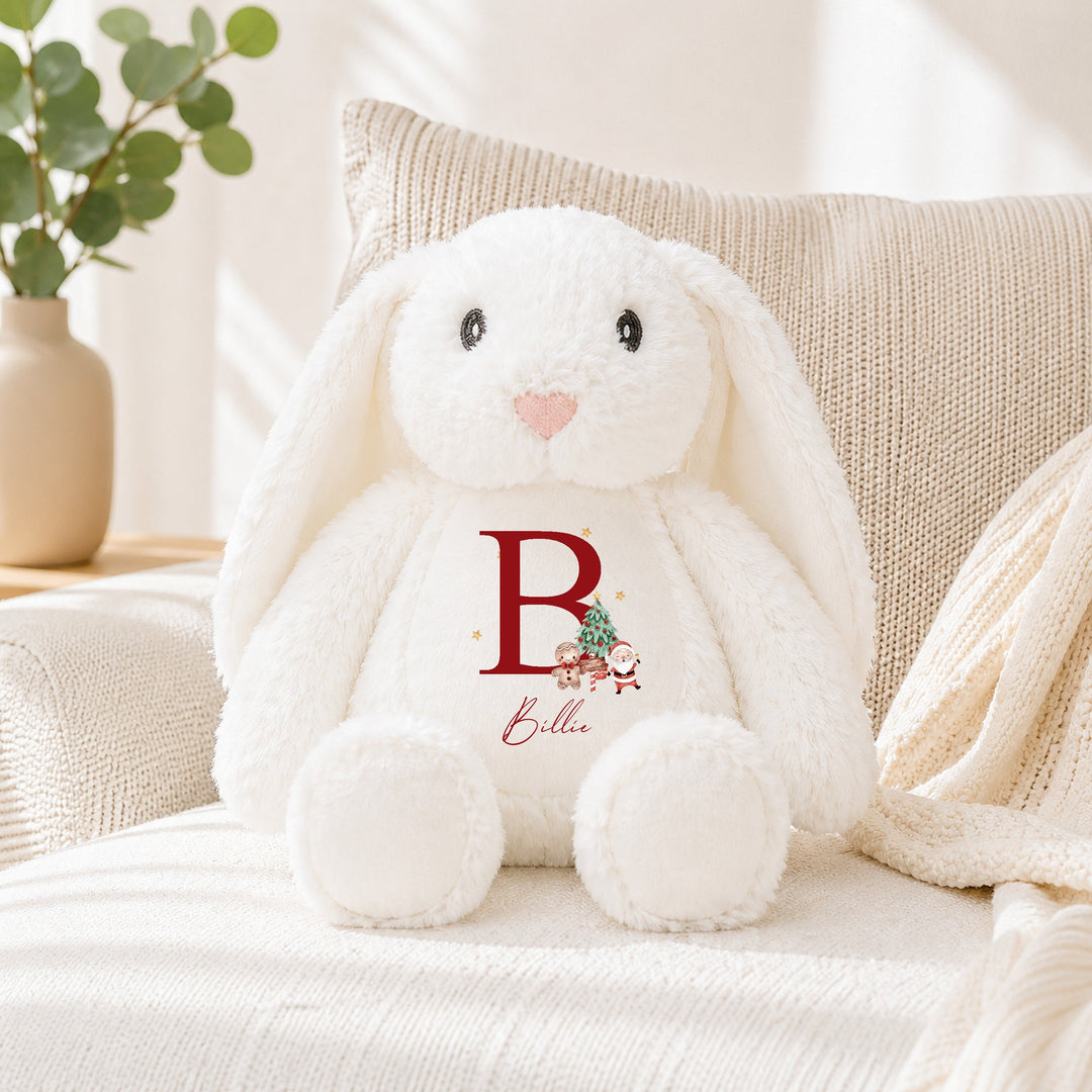 Personalised Red Santa Initial Christmas Soft Toy
