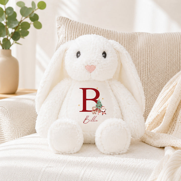 Personalised Red Santa Initial Christmas Soft Toy