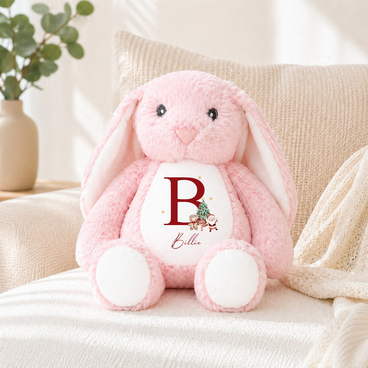 Personalised Red Santa Initial Christmas Soft Toy