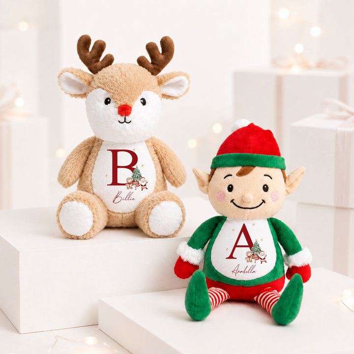 Personalised Red Santa Initial Christmas Soft Toy