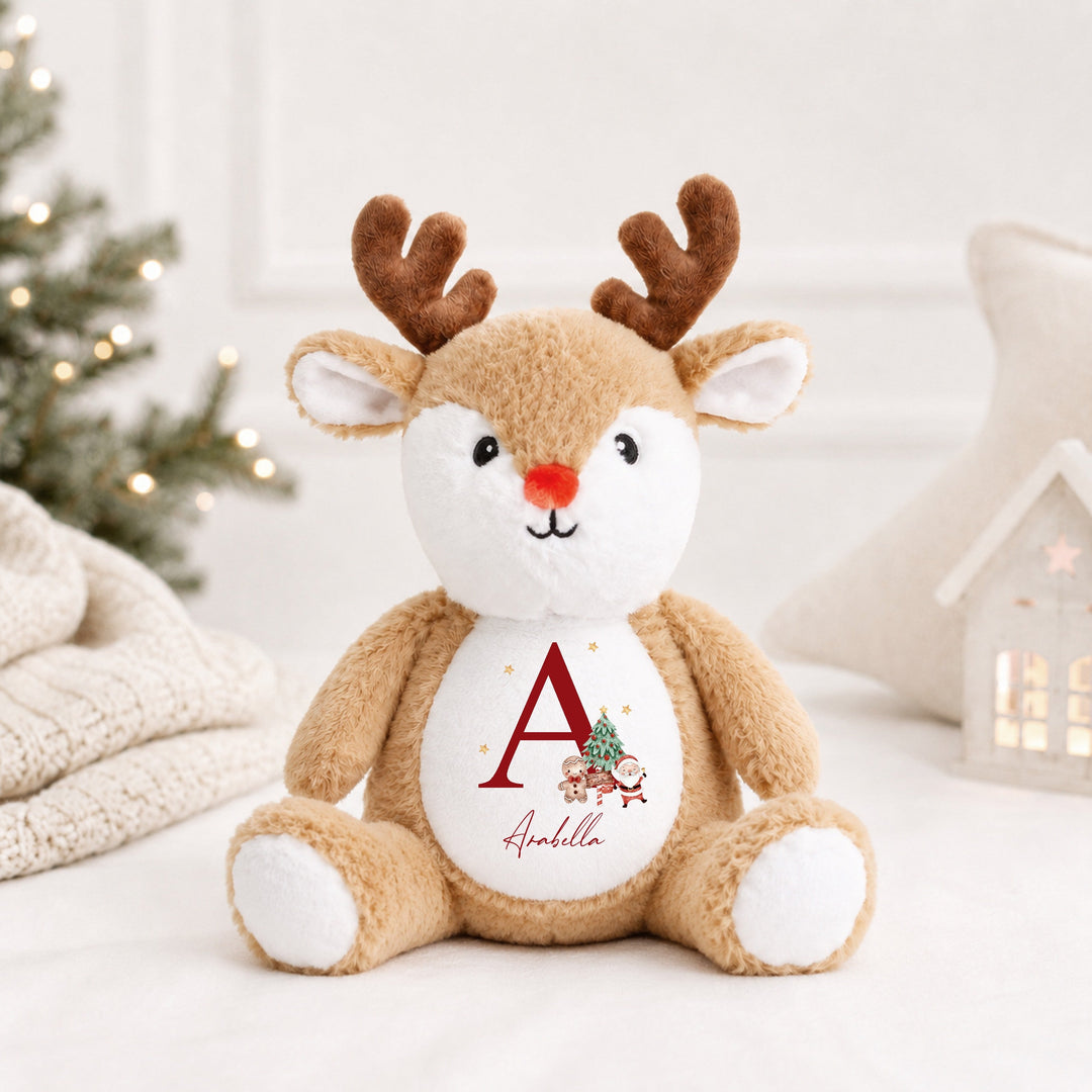 Personalised Red Santa Initial Christmas Soft Toy