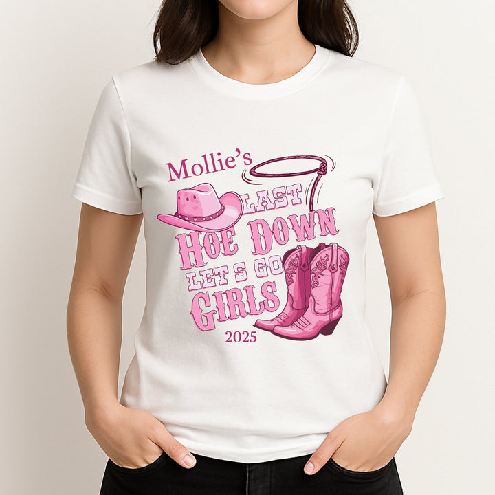 Personalised Last Hoe Down Cow Girl Themed Hen Do T-Shirt