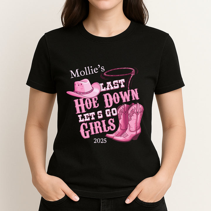 Personalised Last Hoe Down Cow Girl Themed Hen Do T-Shirt