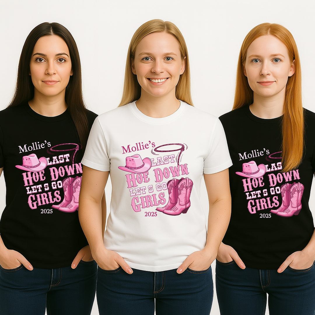 Personalised Last Hoe Down Cow Girl Themed Hen Do T-Shirt