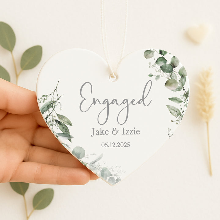 Personalised Floral Heart Engagement Gift Ornament