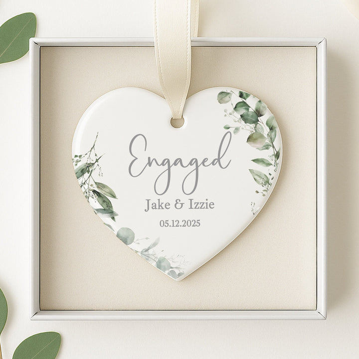 Personalised Floral Heart Engagement Gift Ornament