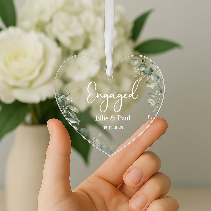 Personalised Floral Heart Engagement Gift Ornament