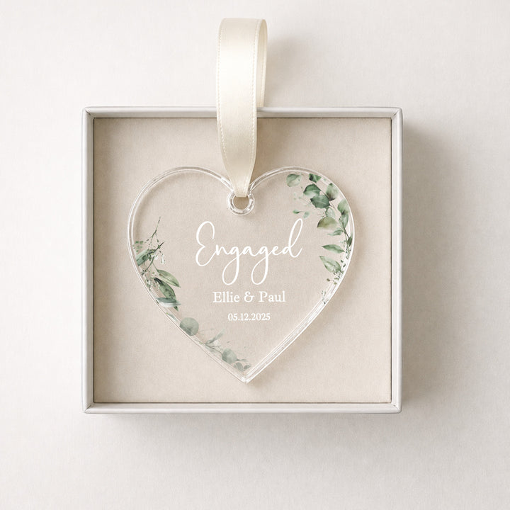 Personalised Floral Heart Engagement Gift Ornament