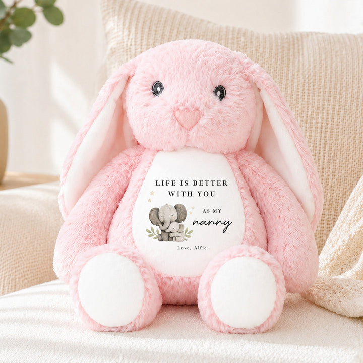 Personalised Elephants Lifes Better With Nanny Rabbit