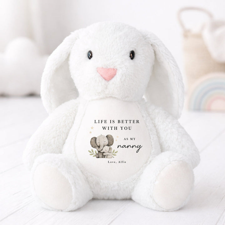Personalised Elephants Lifes Better With Nanny Rabbit