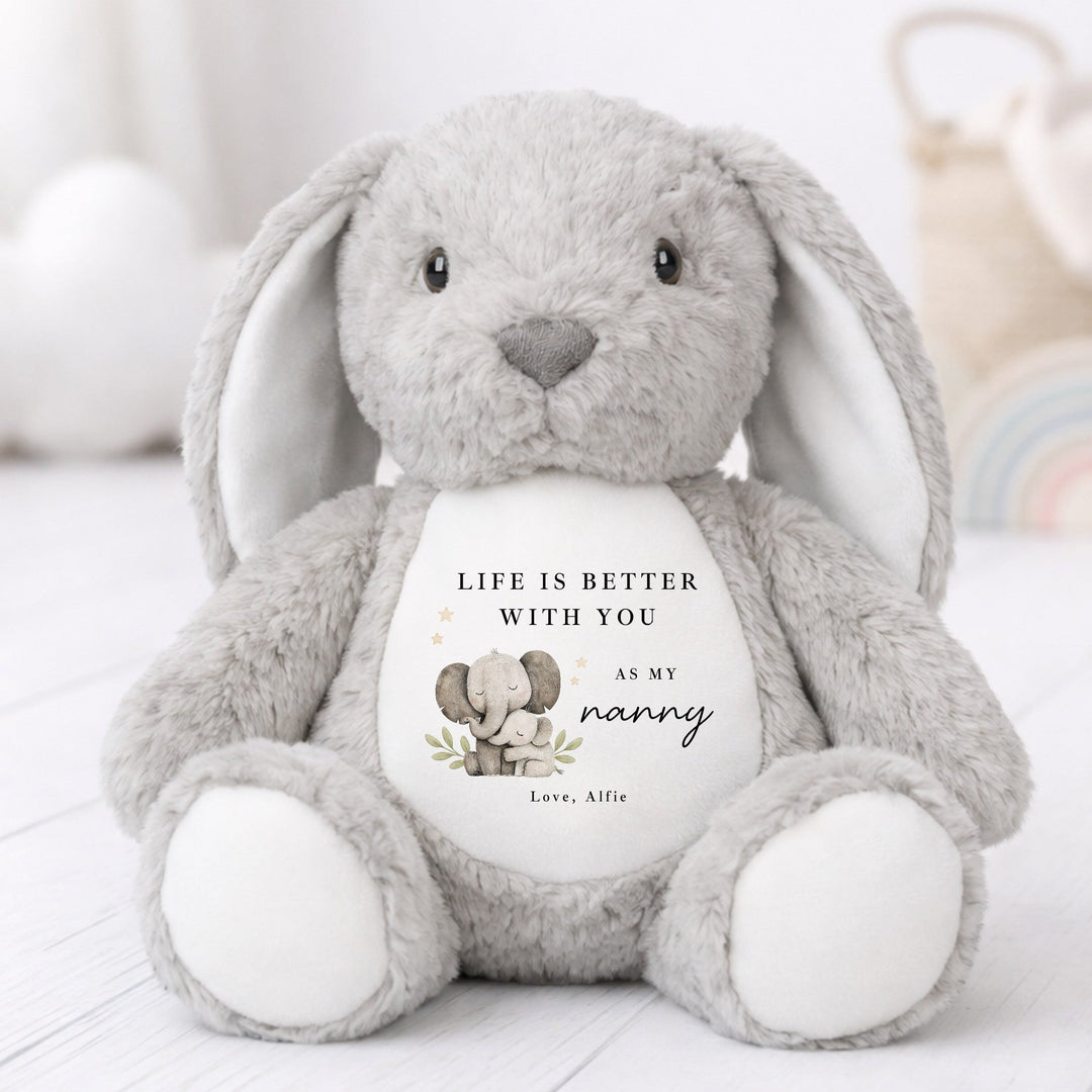 Personalised Elephants Lifes Better With Nanny Rabbit