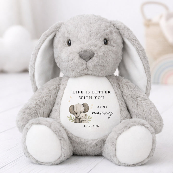 Personalised Elephants Lifes Better With Nanny Rabbit