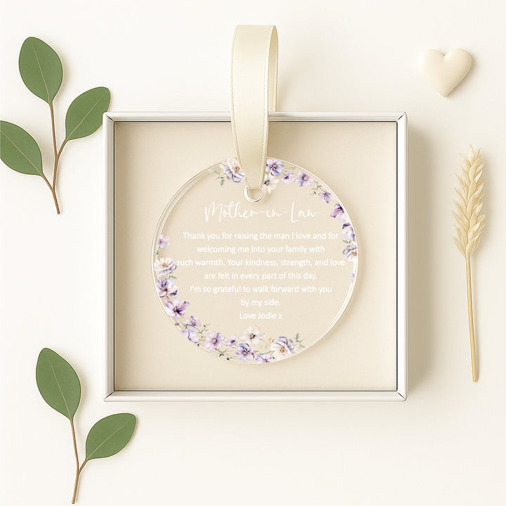 Personalised Purple Floral Mother-In-Law Keepsake Ornament