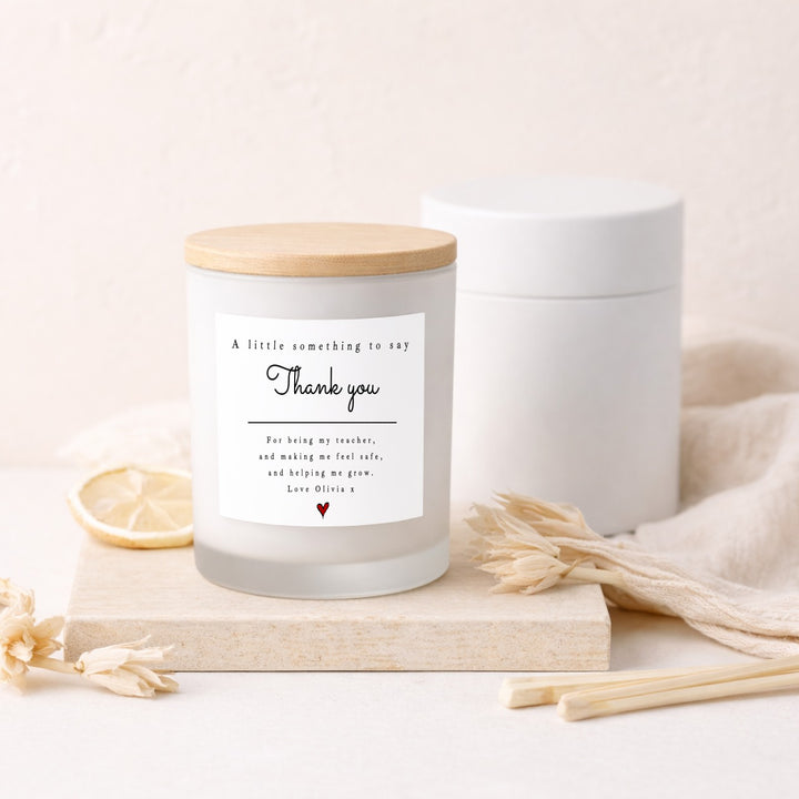 Personalised Heart Thank You Teacher Candle &amp; Box