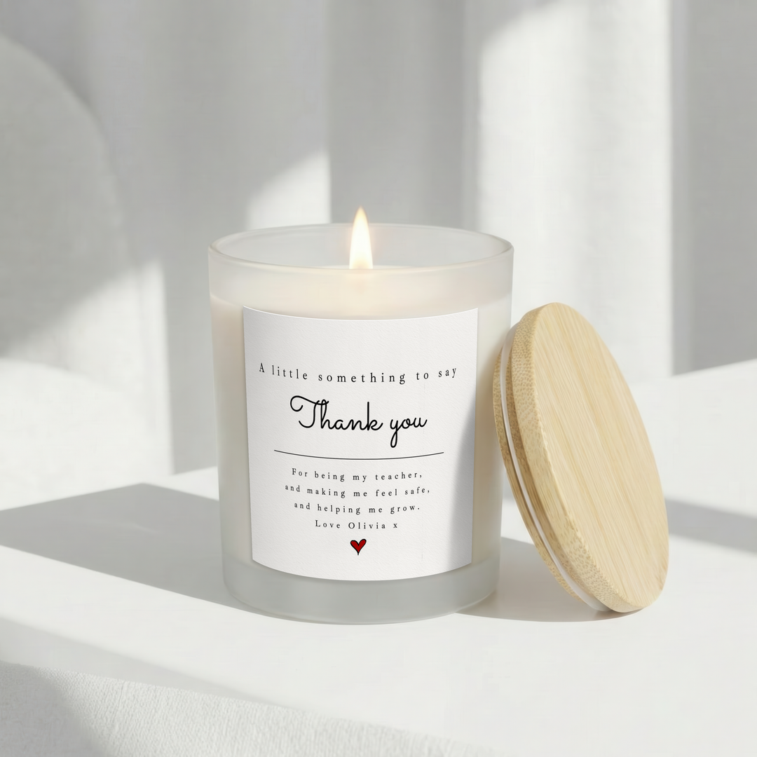 Personalised Heart Thank You Teacher Candle &amp; Box