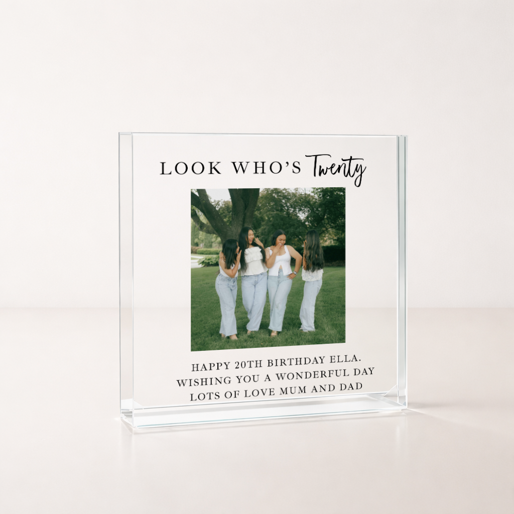 Personalised Photo Acrylic Block 20th Birthday Gift