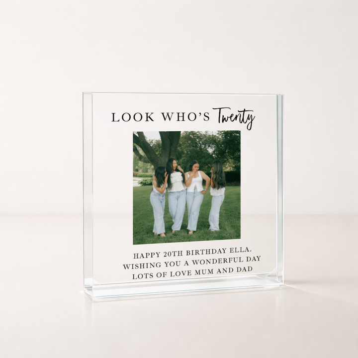 Personalised Photo Acrylic Block 20th Birthday Gift