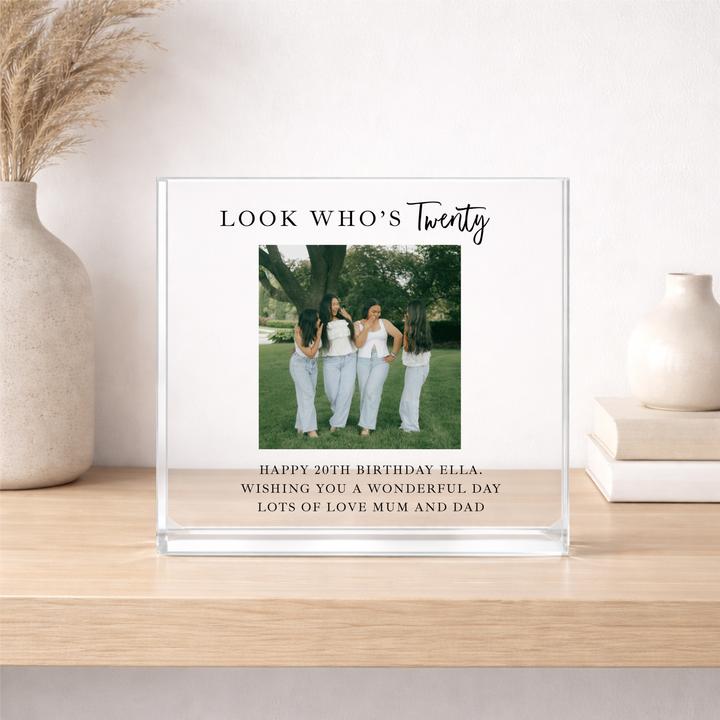 Personalised Photo Acrylic Block 20th Birthday Gift