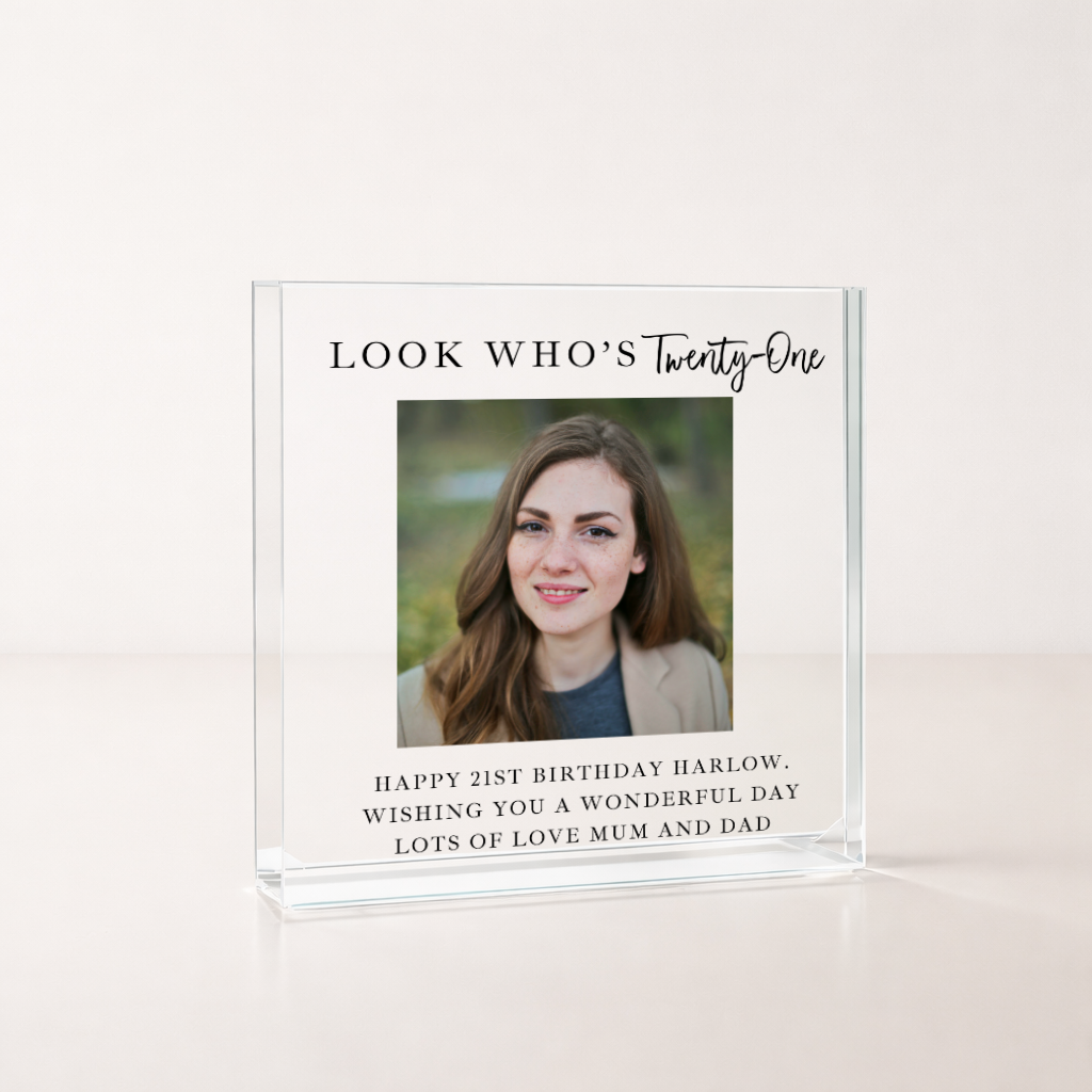 Personalised Photo Acrylic Block 21st Birthday Gift