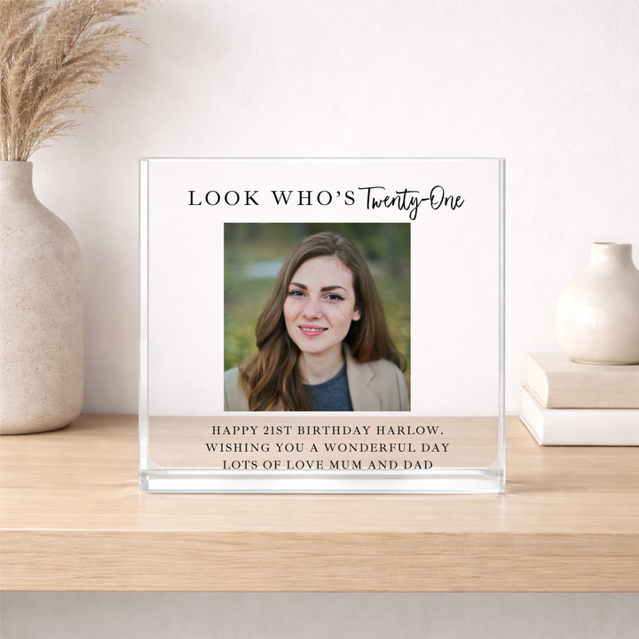 Personalised Photo Acrylic Block 21st Birthday Gift