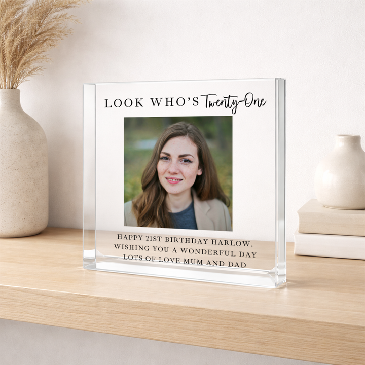 Personalised Photo Acrylic Block 21st Birthday Gift