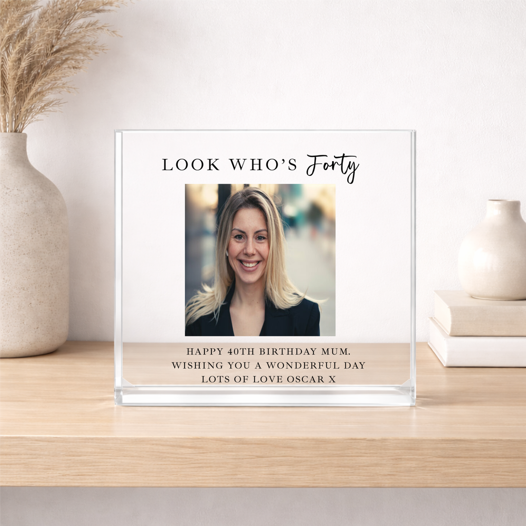Personalised Photo Acrylic Block 40th Birthday Gift