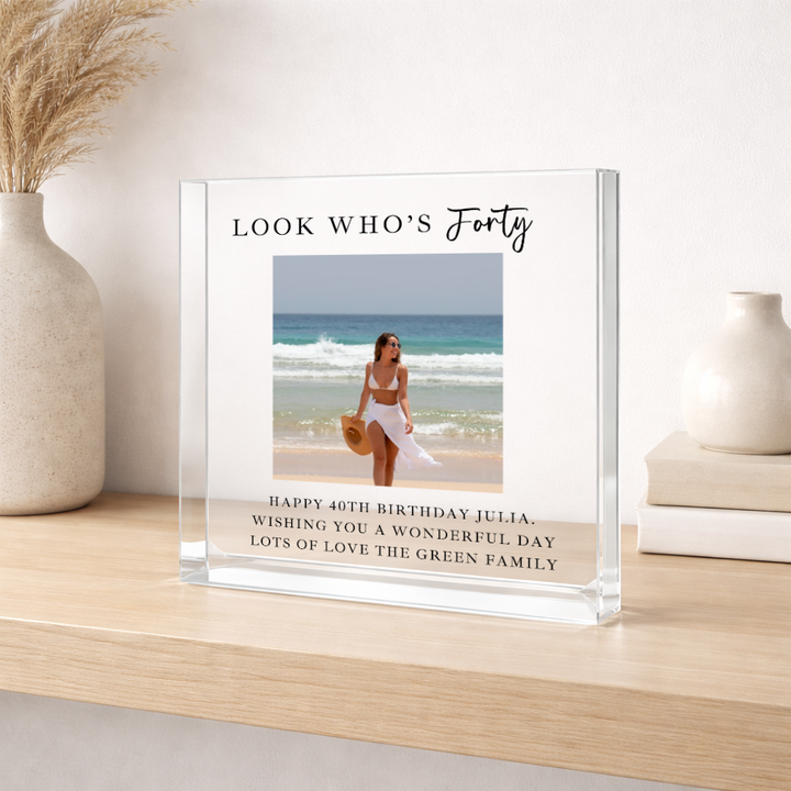 Personalised Photo Acrylic Block 40th Birthday Gift