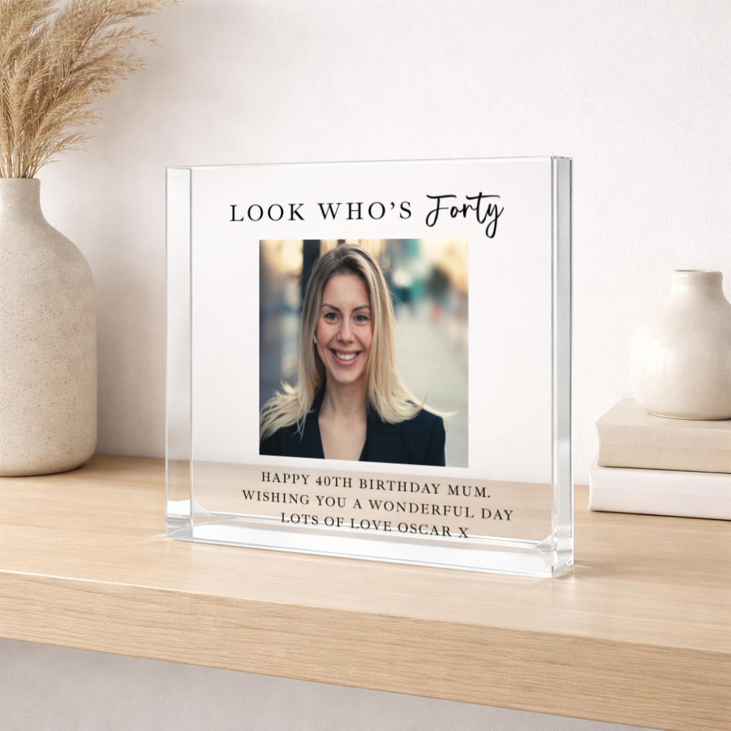 Personalised Photo Acrylic Block 40th Birthday Gift