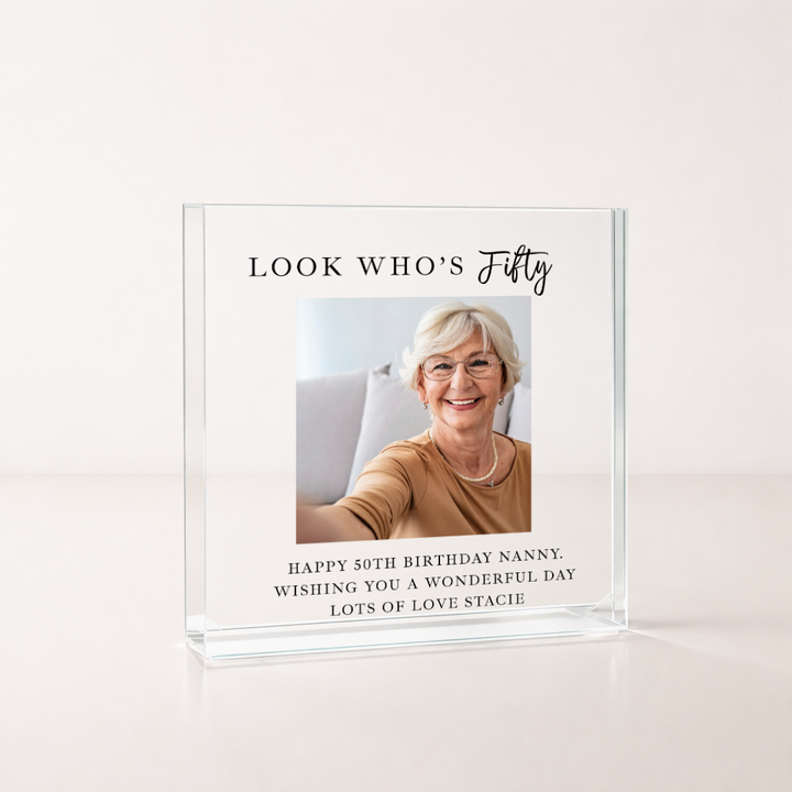 Personalised Photo Acrylic Block 50th Birthday Gift