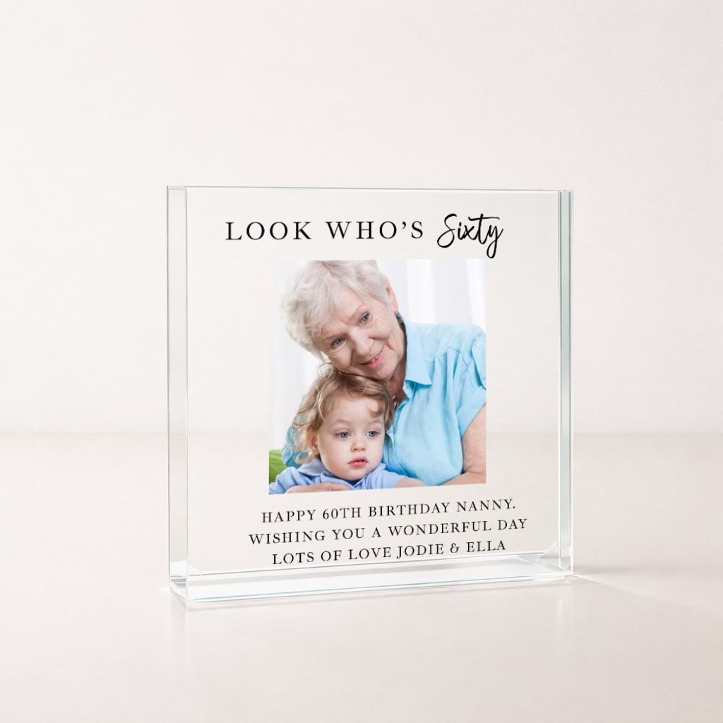 Personalised Photo Acrylic Block 60th Birthday Gift